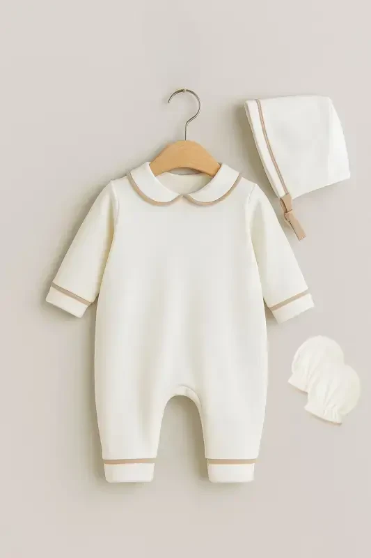 Yenidoğan Erkek Bebek Tulum Takım Hastane Çıkışı Bebek Anı Seti Mevlüt Takımı Hediyelik Takım-Ekrukahve2 - MINYTRENDY