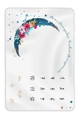 Yenidoʻgʻan Hastane Chiqish Sovgʻalari, Qiz Bola Uchun Xotira Adyoli, 12 Oylik Yubiley Belgilari-MAVİ1 - MOKY DESIGN (1)