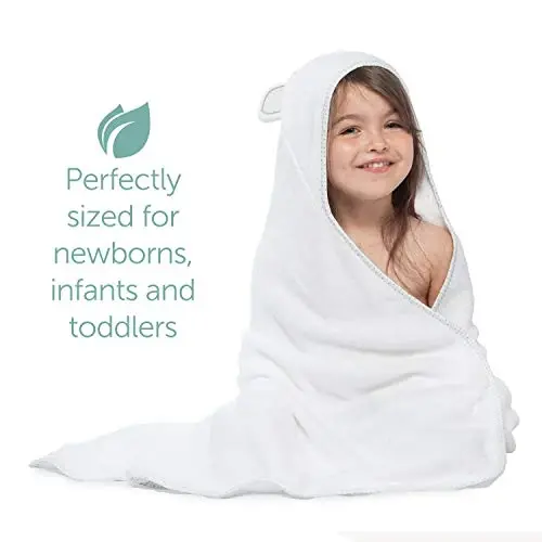 MINIBOO Hooded Baby Towels for Newborn - Super Soft Baby Bath Towels with Hood, Highly Absorbent Viscose Made from Bamboo Hooded Towel for Infant, Toddler and Kids, Baby Essentials - 6