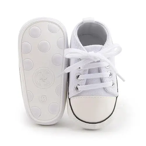 Newborn Baby Girls Boys Canvas Shoes Infant Soft Sole Slip On First Walkers Sneaker Toddler Flat Loafers High Top Crib Denim Unisex Moccasins Shoe - 3