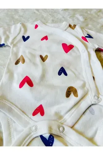 Yenidoğan Organik Pamuk 2’li Kız Erkek Bebek Takım-Pembekalpli - 7