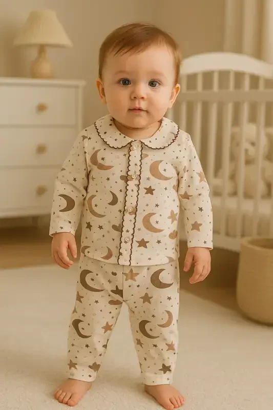 Yenidoʻgʻan organik paxta 2 li qiz bola oʻgʻil bola chaqaloq kostyumi-qahva - ANNE DOKUNUŞU GIBI KUZUM BEBE