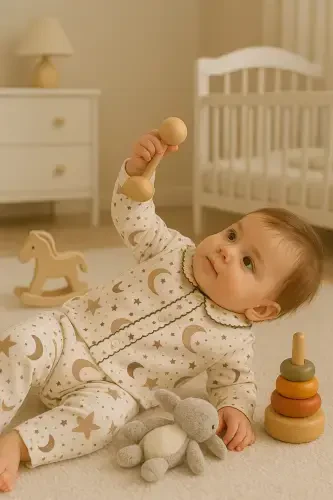 Yenidoʻgʻan organik paxta 2 li qiz bola oʻgʻil bola chaqaloq kostyumi-qahva - ANNE DOKUNUŞU GIBI KUZUM BEBE (1)