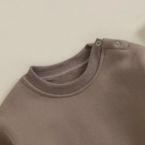 Gueuusu Newborn Warm Sweatshirt Romper Baby Boy Girl Solid Crewneck Long Sleeve Fleece Sweater Bodysuit Thick Winter Clothes - 4