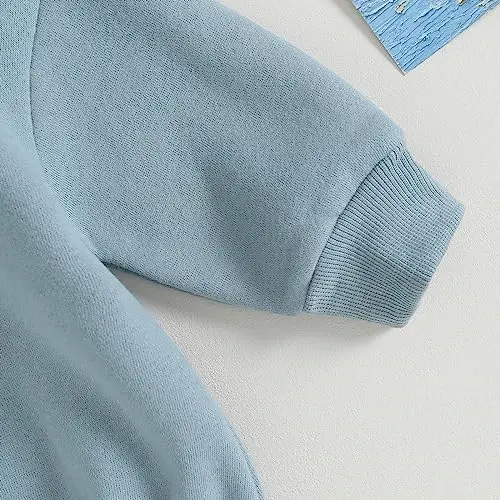 Gueuusu Newborn Warm Sweatshirt Romper Baby Boy Girl Solid Crewneck Long Sleeve Fleece Sweater Bodysuit Thick Winter Clothes - 6