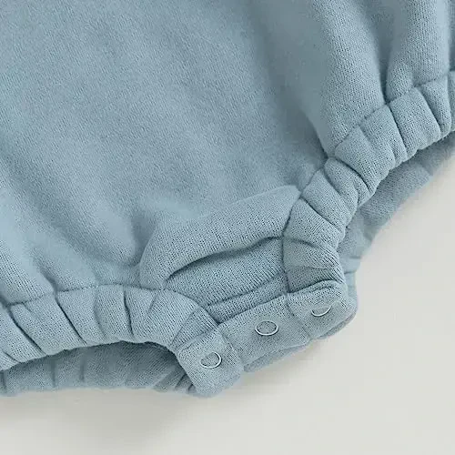 Gueuusu Newborn Warm Sweatshirt Romper Baby Boy Girl Solid Crewneck Long Sleeve Fleece Sweater Bodysuit Thick Winter Clothes - 7