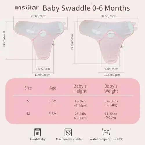 insular Baby Swaddle Sacks, Swaddle Blanket for Newborn and Infant, Adjustable Velcro Set for Boy and Girl, Soft Cotton Baby Sleep Sack 3 Pack (Ice Cream, Small(0-3M)) - 5