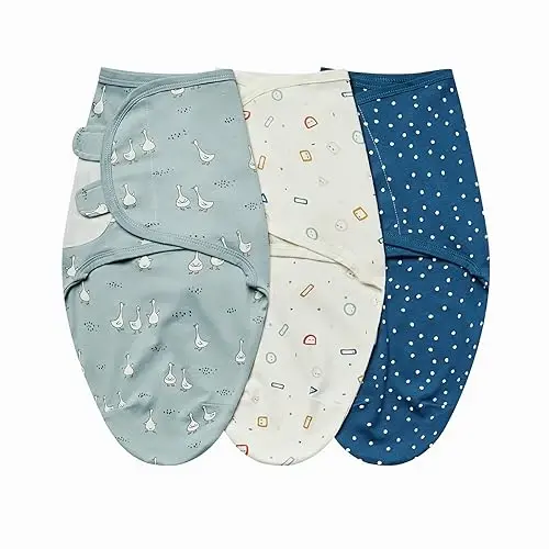 insular Baby Swaddle Wrap, Swaddle Blanket for Newborn and Infant, Adjustable Swaddling Set for Boy and Girl, Soft Cotton Baby Sleep Sack 3 Pack, Duck, Medium(3-6 Month) 