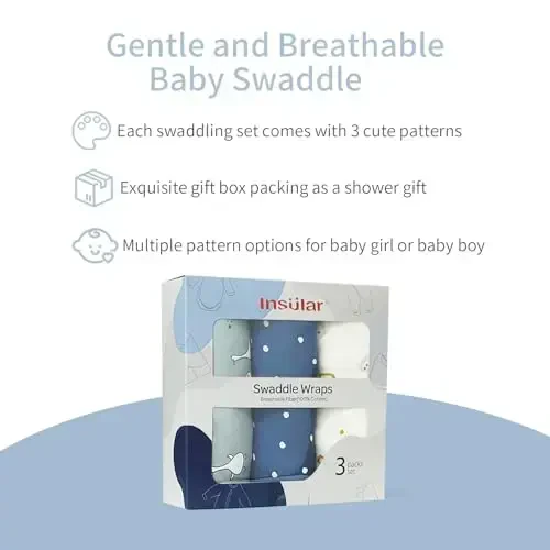 insular Baby Swaddle Wrap, Swaddle Blanket for Newborn and Infant, Adjustable Velcro Swaddling Set for Boy and Girl, Soft Cotton Baby Sleep Sack 3 Pack, Duck, Medium(3-6M) - 3