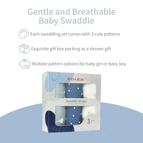 insular Baby Swaddle Wrap, Swaddle Blanket for Newborn and Infant, Adjustable Velcro Swaddling Set for Boy and Girl, Soft Cotton Baby Sleep Sack 3 Pack, Duck, Medium(3-6M) - 3