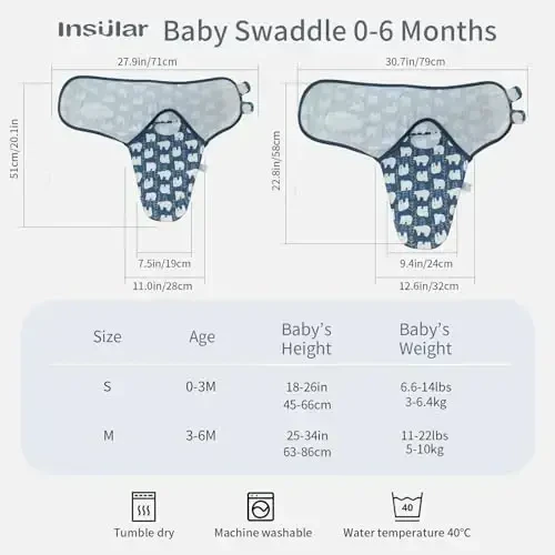 insular Baby Swaddle Sacks, Swaddle Blanket for Newborn and Infant, Adjustable Velcro Set for Boy and Girl, Soft Cotton Baby Sleep Sack 3 Pack (Bear, Medium(3-6M)) - 4