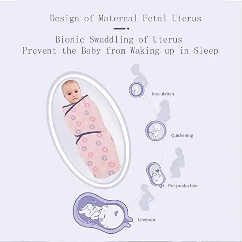 insular Baby Swaddle Sacks, Swaddle Blanket for Newborn and Infant, Adjustable Velcro Set for Boy and Girl, Soft Cotton Baby Sleep Sack 3 Pack (Owl, Medium(3-6M)) - 3