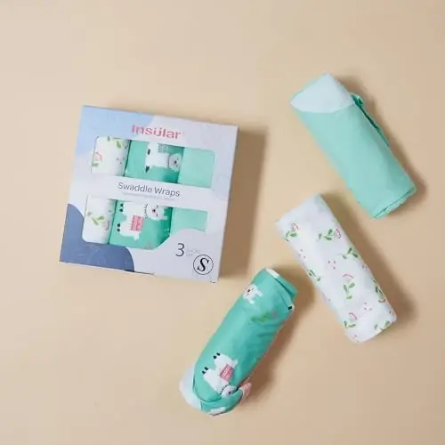 insular Baby Swaddle Wrap, Swaddle Blanket for Newborn and Infant, Adjustable Swaddling Set for Boy and Girl, Soft Cotton Baby Sleep Sack 3 Pack, Alpaca, Small(0-3 Month) - 3