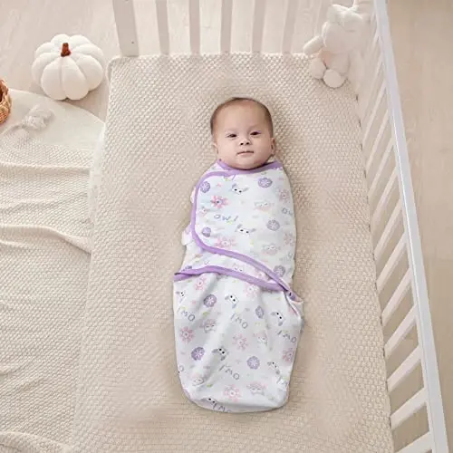 insular Baby Swaddle Sacks, Swaddle Blanket for Newborn and Infant, Adjustable Velcro Set for Boy and Girl, Soft Cotton Baby Sleep Sack 3 Pack (Owl, Medium(3-6M)) - INSULAR (1)