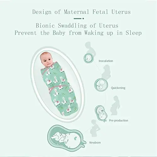 insular Baby Swaddle Sacks, Swaddle Blanket for Newborn and Infant, Adjustable Velcro Set for Boy and Girl, Soft Cotton Baby Sleep Sack 3 Pack (Owl, Medium(3-6M)) - 2