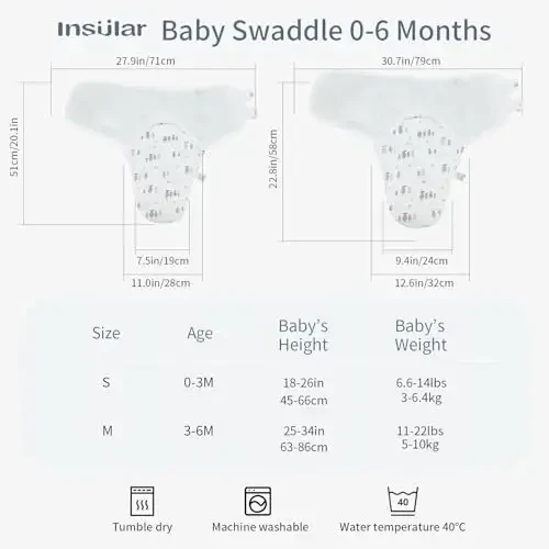 insular Baby Swaddle Wrap, Swaddle Blanket for Newborn and Infant, Adjustable Velcro Swaddling Set for Boy and Girl, Soft Cotton Baby Sleep Sack 3 Pack, Beige Sheep, Medium(3-6M) - 5