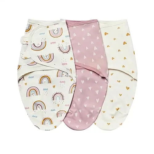 insular Baby Swaddle Wrap, Swaddle Blanket for Newborn and Infant, Adjustable Set for Boy and Girl, Soft Cotton Baby Sleep Sack 3 Pack, Rainbow, Medium(3-6 Month) 