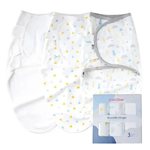 insular Baby Swaddle Sacks, Swaddle Blanket for Newborn and Infant, Adjustable Velcro Set for Boy and Girl, Soft Cotton Baby Sleep Sack 3 Pack (Forest, Small(0-3M)) 