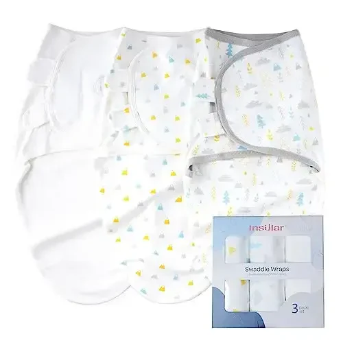 insular Baby Swaddle Sacks, Swaddle Blanket for Newborn and Infant, Adjustable Velcro Set for Boy and Girl, Soft Cotton Baby Sleep Sack 3 Pack (Forest, Small(0-3M)) - 1