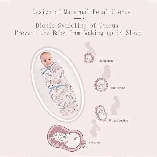 insular Baby Swaddle Sacks, Swaddle Blanket for Newborn and Infant, Adjustable Velcro Set for Boy and Girl, Soft Cotton Baby Sleep Sack 3 Pack (Horse, Medium(3-6M)) - 2