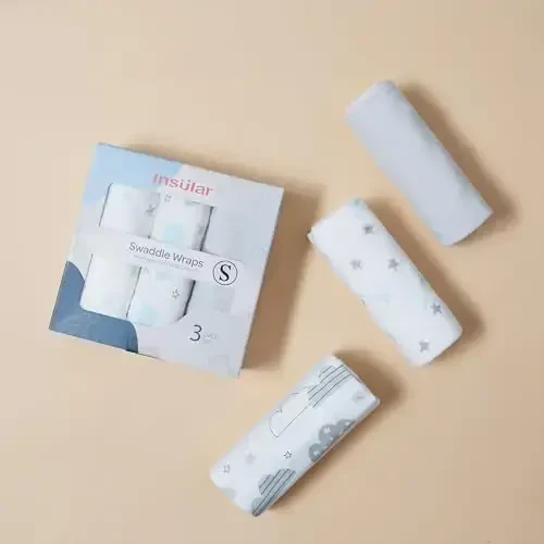 insular Baby Swaddle Sacks, Swaddle Blanket for Newborn and Infant, Adjustable Velcro Set for Boy and Girl, Soft Cotton Baby Sleep Sack 3 Pack (Clouds, Medium(3-6M)) - 3