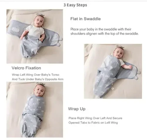 insular Baby Swaddle Wrap, Swaddle Blanket for Newborn and Infant, Adjustable Velcro Swaddling Set for Boy and Girl, Soft Cotton Baby Sleep Sack 3 Pack, Sheep, Small(0-3M) - 5
