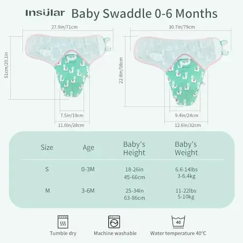 insular Baby Swaddle Sacks, Swaddle Blanket for Newborn and Infant, Adjustable Velcro Set for Boy and Girl, Soft Cotton Baby Sleep Sack 3 Pack (Alpaca, Small(0-3M)) - 4