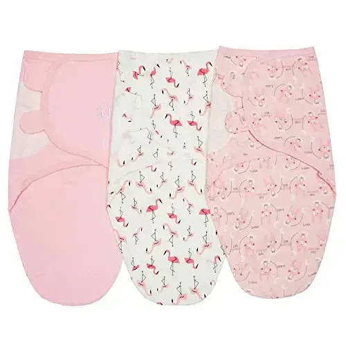 insular Baby Swaddle Sacks, Swaddle Blanket for Newborn and Infant, Adjustable Velcro Set for Boy and Girl, Soft Cotton Baby Sleep Sack 3 Pack (Rabbit, Small(0-3M)) - INSULAR