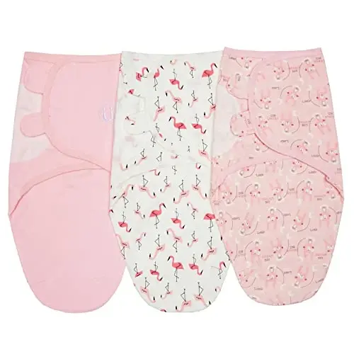insular Baby Swaddle Sacks, Swaddle Blanket for Newborn and Infant, Adjustable Velcro Set for Boy and Girl, Soft Cotton Baby Sleep Sack 3 Pack (Rabbit, Small(0-3M)) - 1