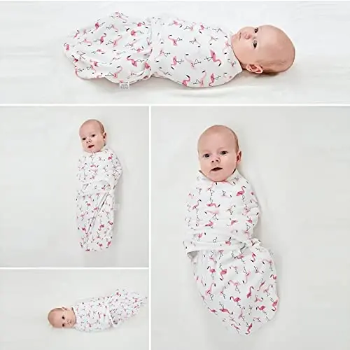 insular Baby Swaddle Sacks, Swaddle Blanket for Newborn and Infant, Adjustable Velcro Set for Boy and Girl, Soft Cotton Baby Sleep Sack 3 Pack (Rabbit, Small(0-3M)) - 5