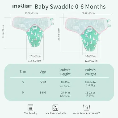 insular Baby Swaddle Wrap, Swaddle Blanket for Newborn and Infant, Adjustable Swaddling Set for Boy and Girl, Soft Cotton Baby Sleep Sack 3 Pack, Alpaca, Medium(3-6 Month) - 4