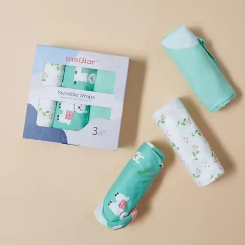 insular Baby Swaddle Sacks, Swaddle Blanket for Newborn and Infant, Adjustable Velcro Set for Boy and Girl, Soft Cotton Baby Sleep Sack 3 Pack (Alpaca, Medium(3-6M)) - 5