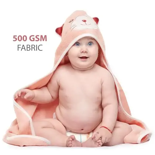 MINIBOO Hooded Baby Towels for Newborn & Toddler - Super Soft Baby Bath Towels with Hood, Highly Absorbent Viscose Made from Bamboo Hooded Towel for Girls, Newborn Essentials. - 6