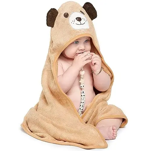 MINIBOO Hooded Baby Towels for Newborn & Toddler - Super Soft Baby Bath Towels with Hood, Highly Absorbent Viscose Made from Bamboo Hooded Towel for Boys, Girls, Newborn Essentials. - 3