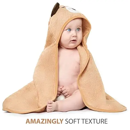 MINIBOO Hooded Baby Towels for Newborn & Toddler - Super Soft Baby Bath Towels with Hood, Highly Absorbent Viscose Made from Bamboo Hooded Towel for Boys, Girls, Newborn Essentials. - 5