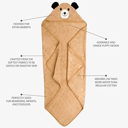 MINIBOO Hooded Baby Towels for Newborn & Toddler - Super Soft Baby Bath Towels with Hood, Highly Absorbent Viscose Made from Bamboo Hooded Towel for Boys, Girls, Newborn Essentials. - 6