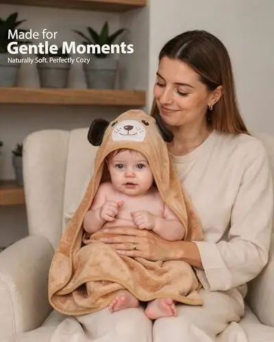 MINIBOO Hooded Baby Towels for Newborn & Toddler - Super Soft Baby Bath Towels with Hood, Highly Absorbent Viscose Made from Bamboo Hooded Towel for Boys, Girls, Newborn Essentials - 2