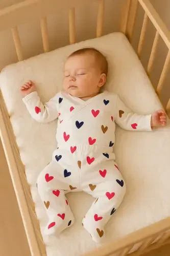 Yenidoʻgʻilgan Organik Paxta 2’li Qiz Bola Oʻgʻil Bola Kiyim - 3