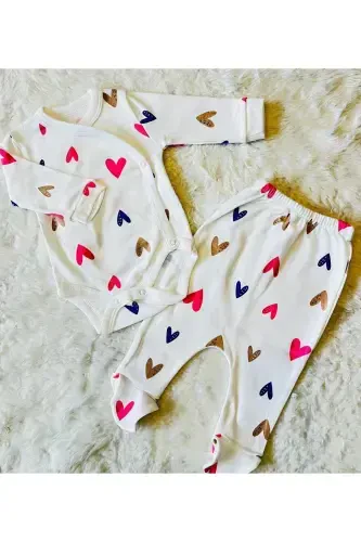 Yenidoʻgʻilgan Organik Paxta 2’li Qiz Bola Oʻgʻil Bola Kiyim - 5