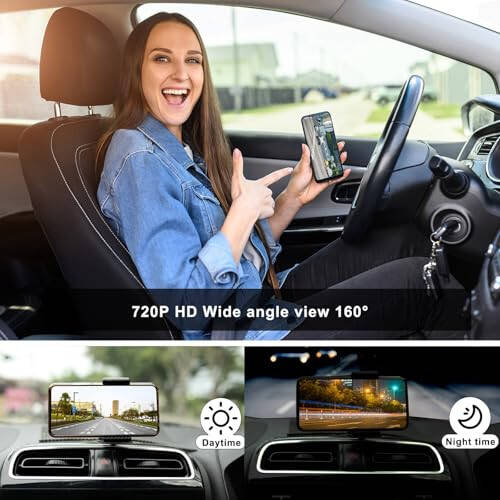 YEOIZO WiFi License Plate Wireless Backup Camera, 720P HD Back up Camera Systems for car, Front/Rear View Reverse Camera, 160° View Angle for Cars SUV Pickup Trailer RV Camper for iPhone iPad Android - 4