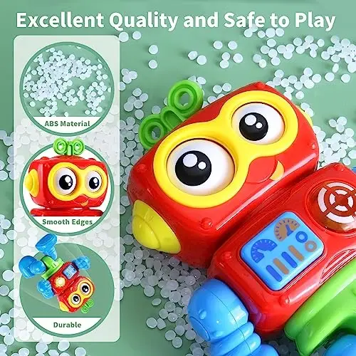 Yerloa 1 yoshli o'g'il bolalar uchun mo'ljallangan robot o'yinchoqlari Rojdestvo paypoqlari, bir yoshli o'g'il bolalar uchun tug'ilgan kun sovg'asi, 12-18 oylik chaqaloq o'g'il bolalar o'yinchoqlari 12M musiqa yoritgichi interaktiv o'rganuvchi bolalar o'yinchoqlari 2 yoshli - 6