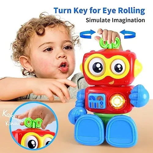 Yerloa Toddler Robot Toys for 1 Year Old Boy Christmas Stocking Stuffers, One Year Old Boy Birthday Gift, Baby Boy Toys 12-18 Months Music Light Up 12M Travel Interactive Learning Kids Toys 2 Year Old - 2