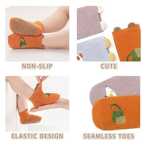 Yeshsore Baby Socks with Grips, Toddler Kids Cartoon Floor Ankle Non Slip Socks 5 Pairs - 20