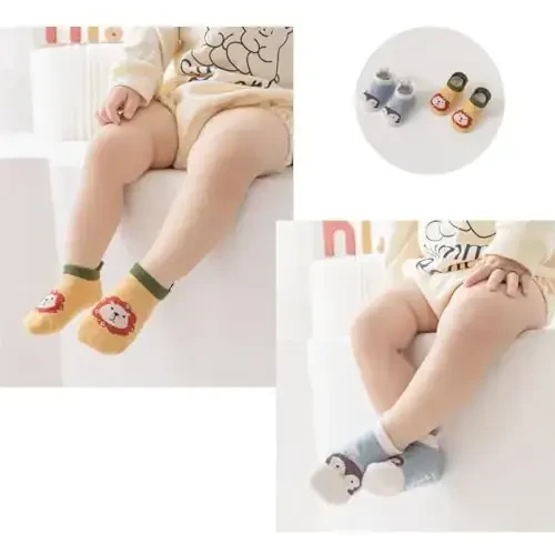 Yeshsore Baby Socks with Grips,Toddler Kids Cartoon Floor Ankle Non Slip Socks 5 Pairs - 3
