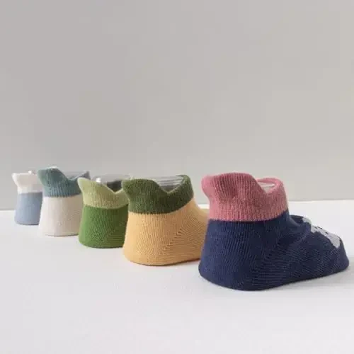 Yeshsore Baby Socks with Grips,Toddler Kids Cartoon Floor Ankle Non Slip Socks 5 Pairs - 5