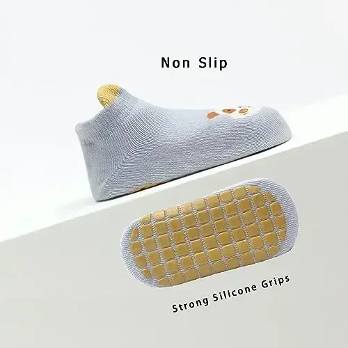 Yeshsore Baby Socks with Grips,Toddler Kids Cartoon Floor Ankle Non Slip Socks 5 Pairs - 4
