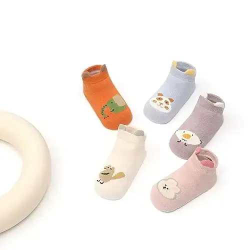 Yeshsore Baby Socks with Grips,Toddler Kids Cartoon Floor Ankle Non Slip Socks 5 Pairs - 5
