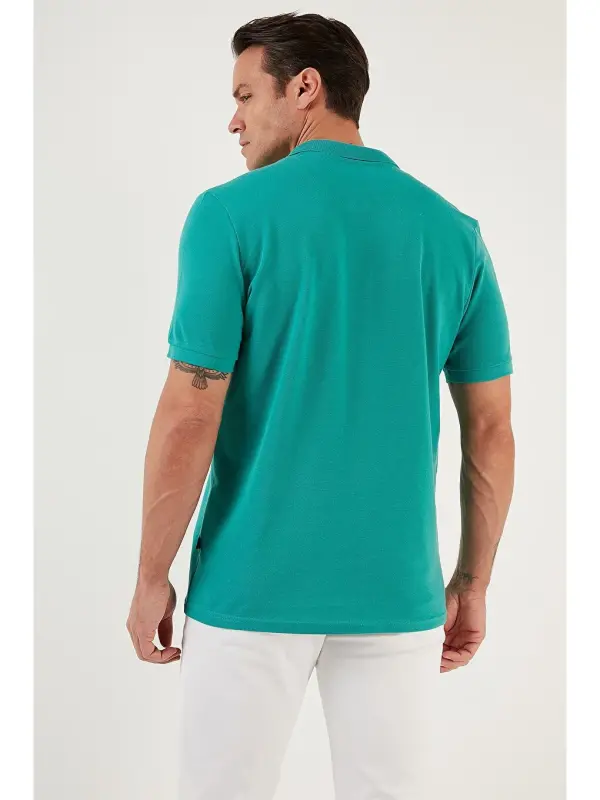 Yeşil %100 Pamuk Düğmeli Regular Fit Polo Tişört 5902127-Yeşil - LC WAIKIKI