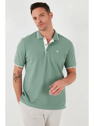 Yeşil %100 Pamuk Düğmeli Standart Fit Erkek Polo Yaka Tişört 5902118-Yeşil - LC WAIKIKI (1)