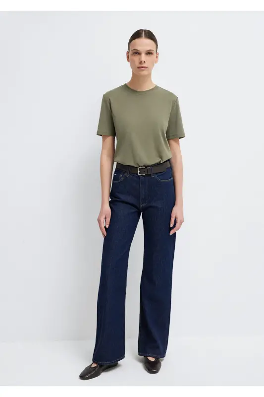 Yeşil Basic Tişört Semi Slim Fit / Yarı Dar Kesim 1612916-86961-Yeşil - 2